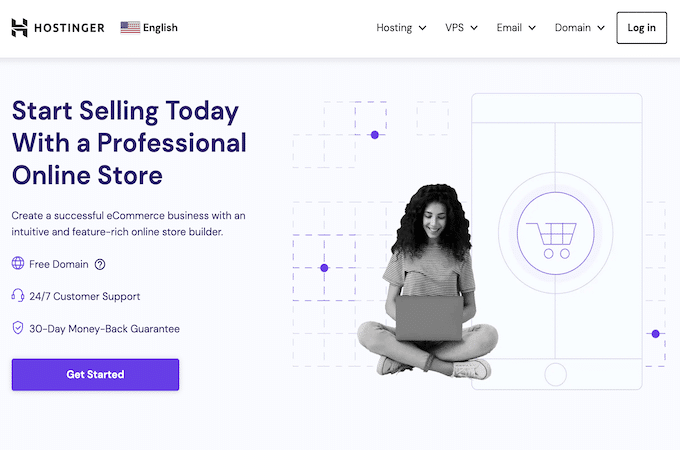 Hostinger 在线商店登陆页面。
