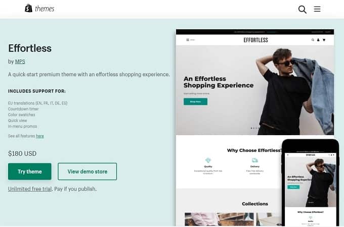 Shopify 付费模板示例
