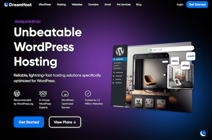DreamHost WordPress 托管网页