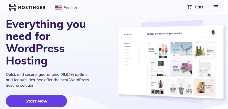 WordPress 托管的 Hostinger 登录页面