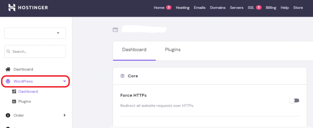 带有 WordPress 示例的 Hostinger 仪表板。