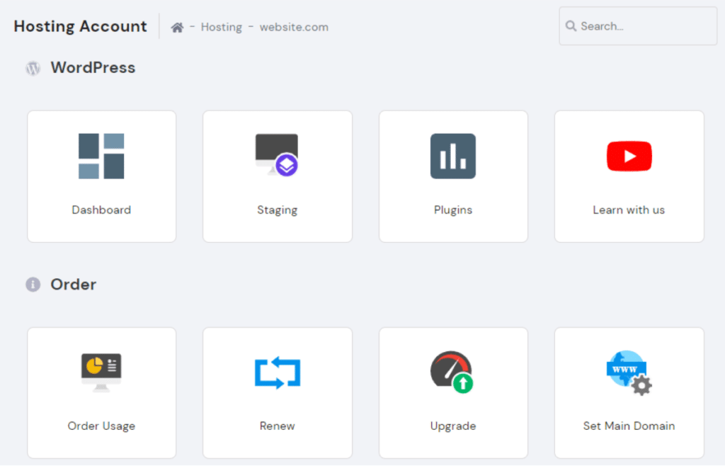 hPanel 上的 Hostinger 专用仪表板