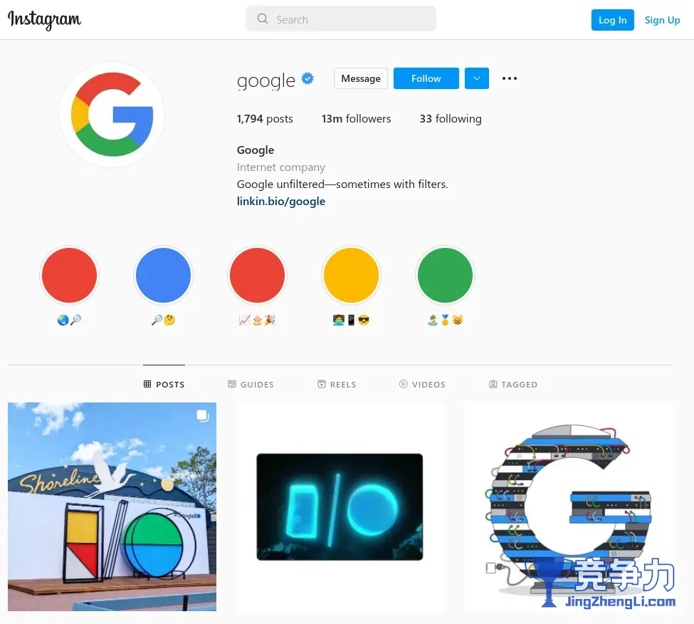 谷歌instagram页面截图
