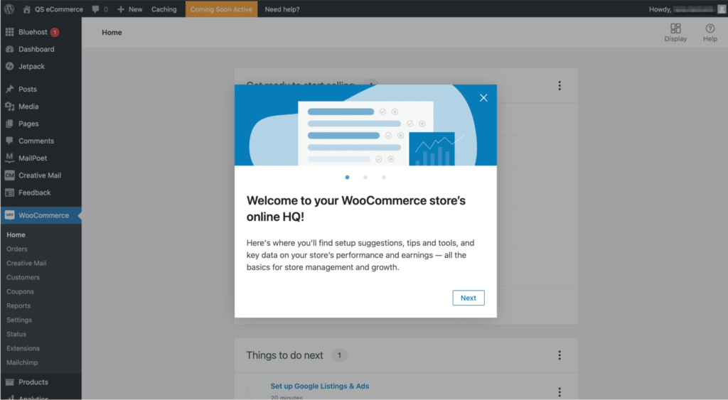 WooCommerce 欢迎弹出窗口示例。