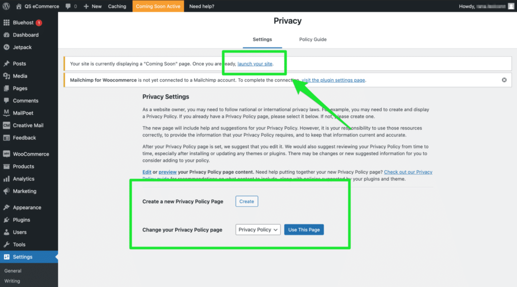 WordPress 启动您的网站示例。