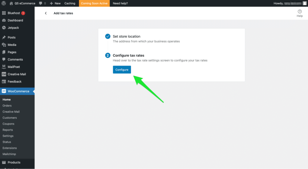 WooCommerce 配置您的税率示例。