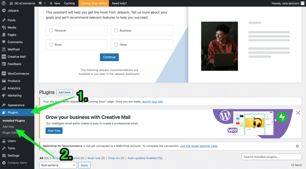 WordPress 插件选项卡示例。