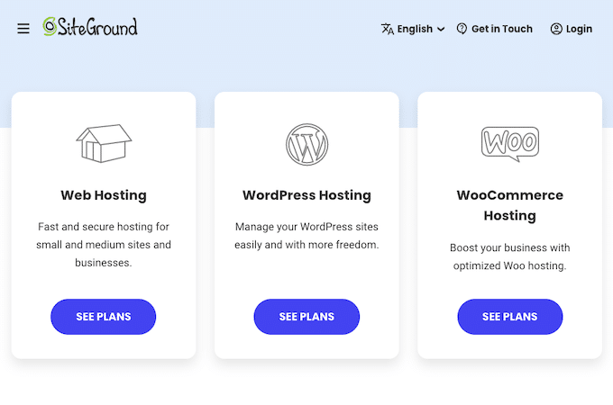 SiteGround 托管选项