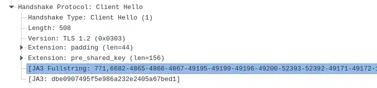 wireshark 显示 JA3 指纹