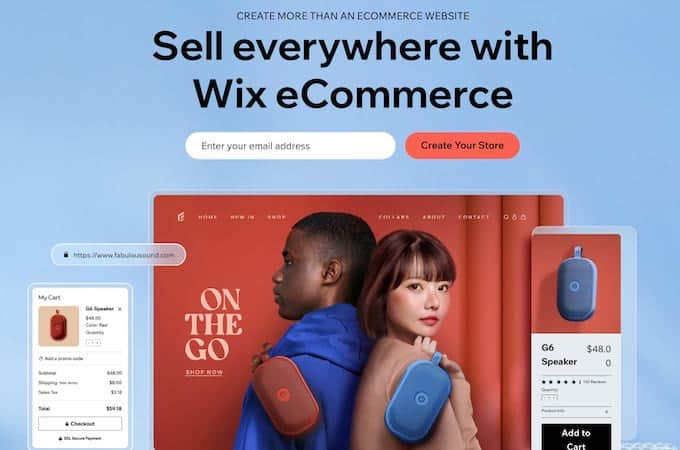 Wix 电子商务网站页面图像。
