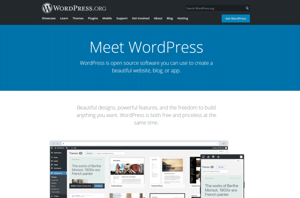 WordPress 主页。