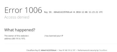 Cloudflare 错误 1006、1007、1008
