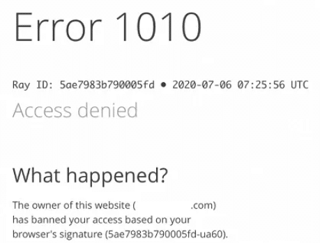 Cloudflare 错误 1010